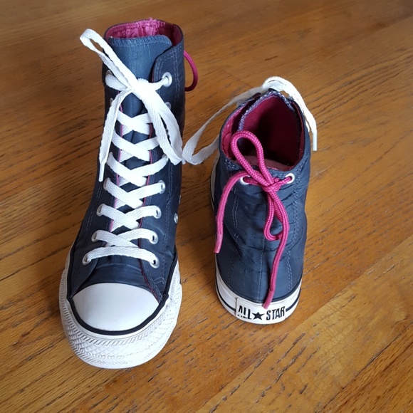 Converse Shoes - RARE! Emerald/Pink Satin Converse High Tops - 8